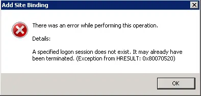 ssl certificate binding error