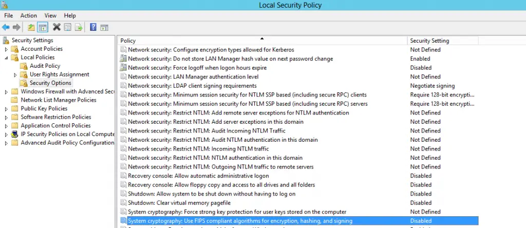 Use FIPS compliant algorithms for encryption