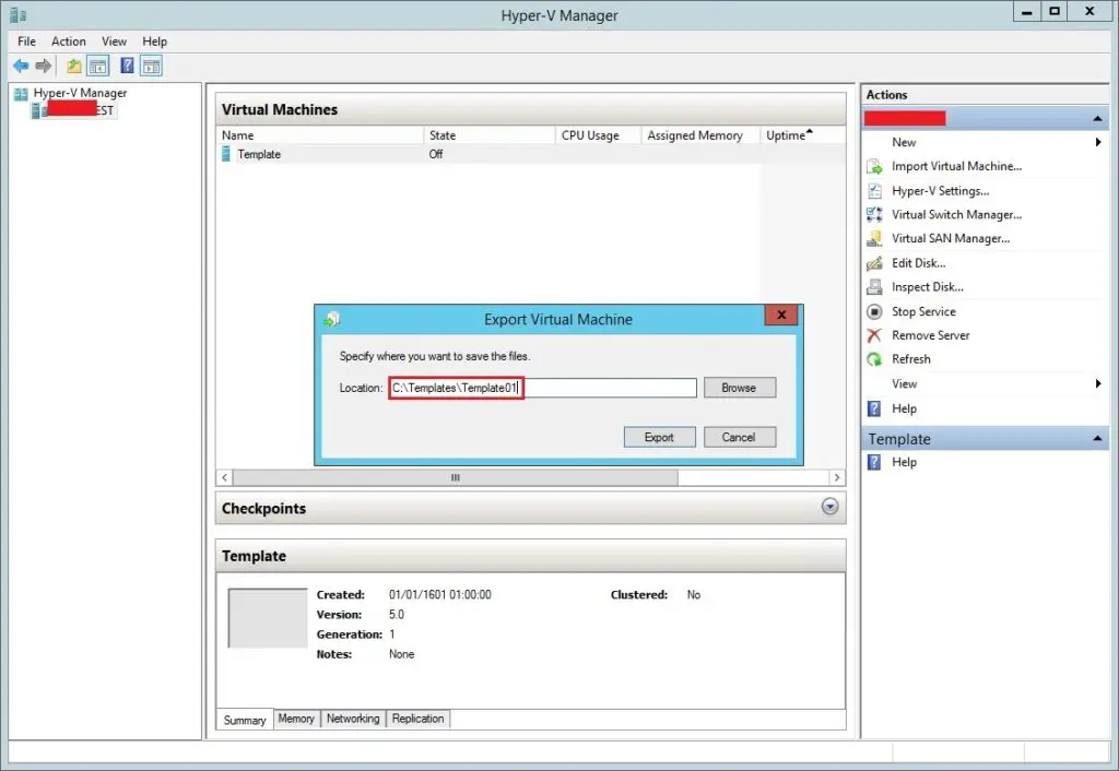 Virtual Machine Template in Hyper-V