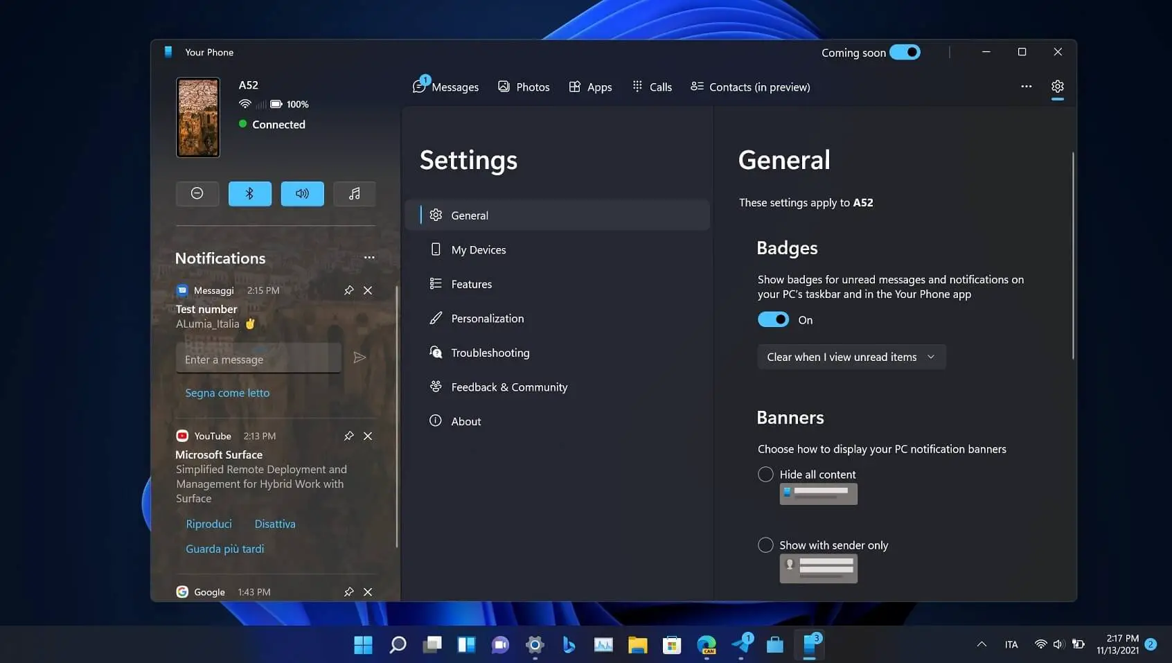 Here's a better look at new Your Phone app for Windows 11
